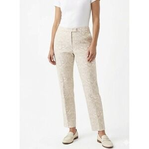 Nygard Collection Pants Women's 12 White Beige Paisley Print Straight Flat Front